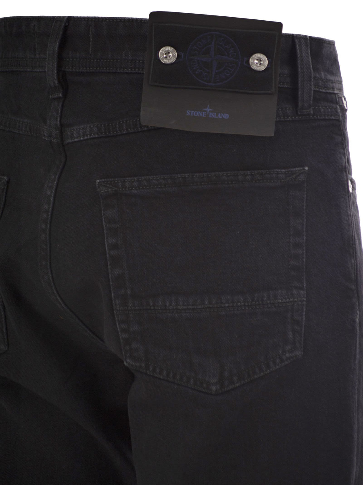 STONE ISLAND Stone Island Men Black Straight-Leg Five-Pocket Stretch Cotton Jeans