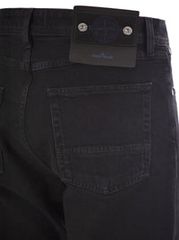 STONE ISLAND Stone Island Men Black Straight-Leg Five-Pocket Stretch Cotton Jeans
