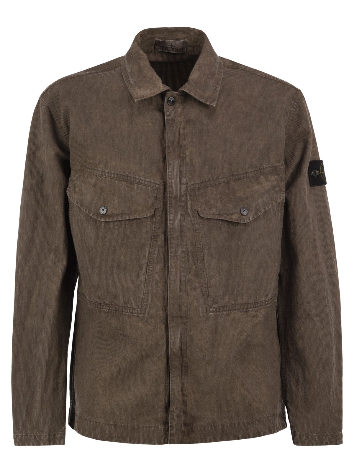 Stone Island Men Corduroy Overshirt With Compass Badge