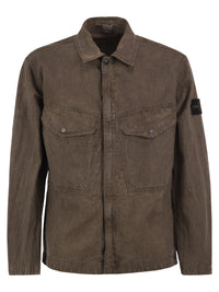 Stone Island Men Corduroy Overshirt With Compass Badge
