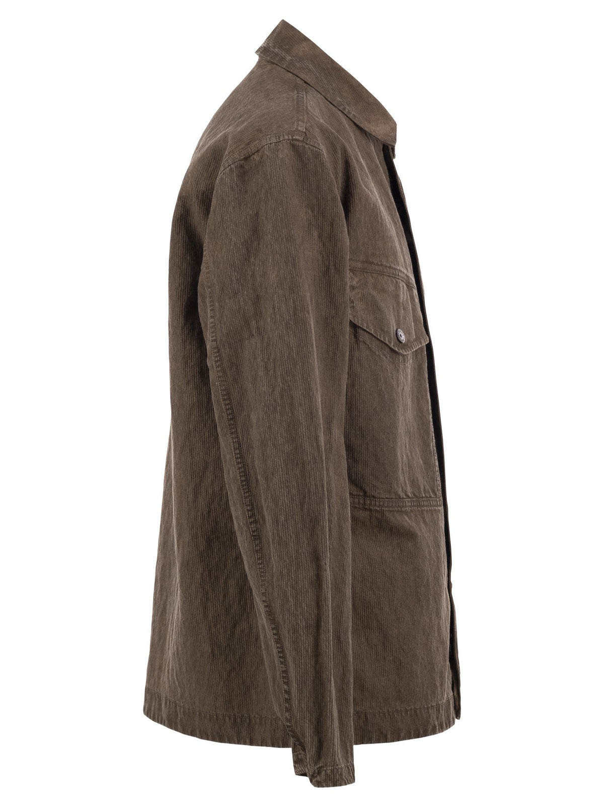 Stone Island Men Corduroy Overshirt With Compass Badge
