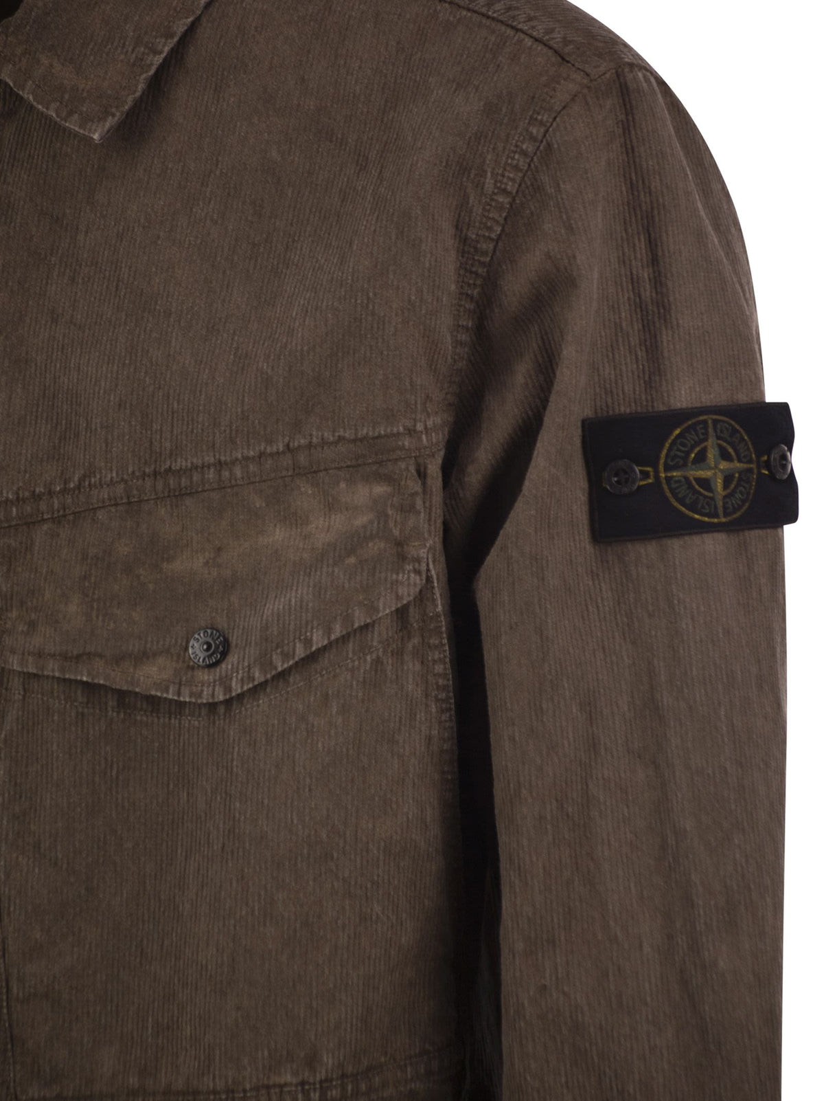 Stone Island Men Corduroy Overshirt With Compass Badge