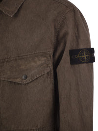 Stone Island Men Corduroy Overshirt With Compass Badge