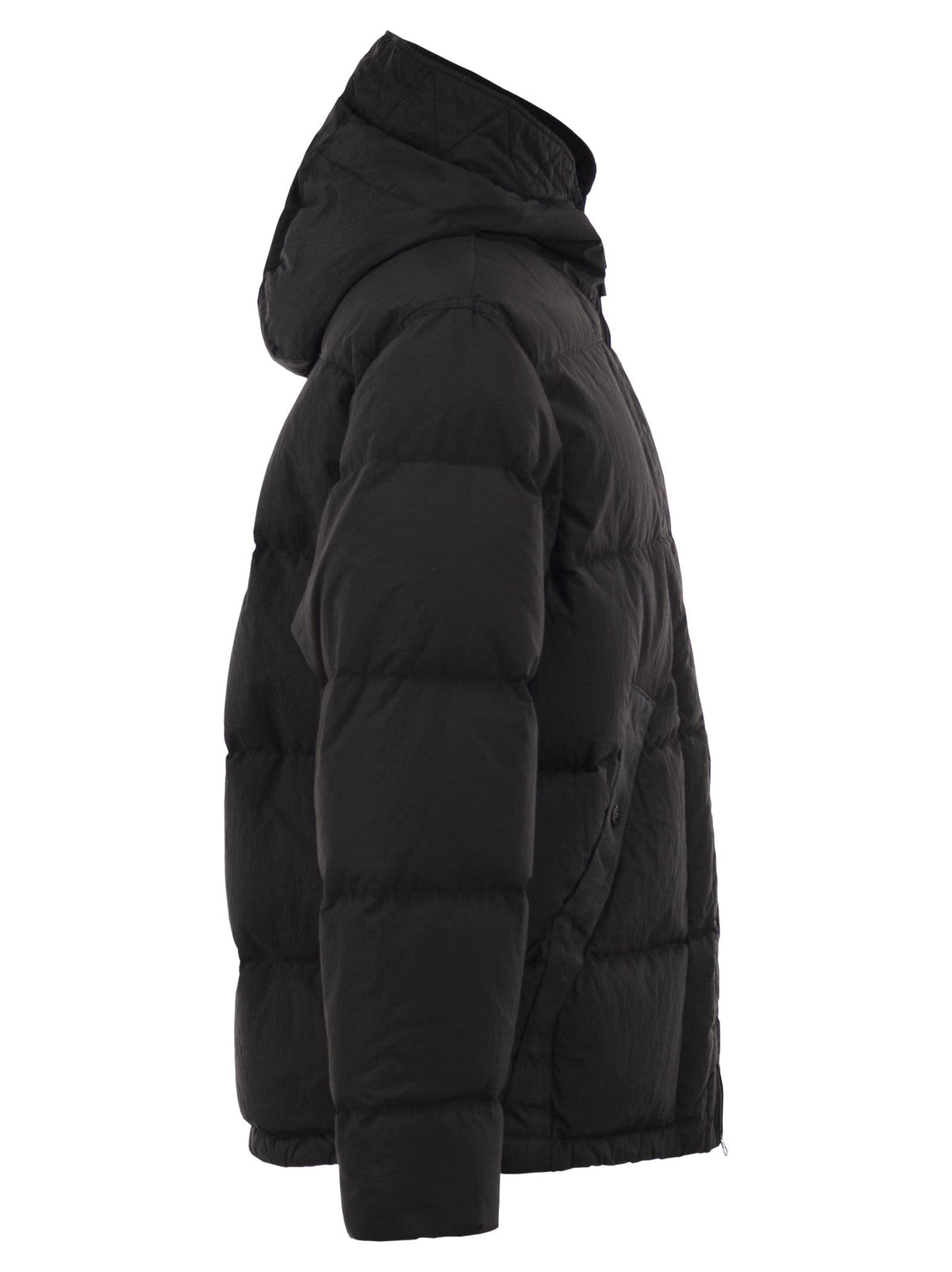 Stone Island Men Nylon Metal Hooded Down Jacket With Compass Badge