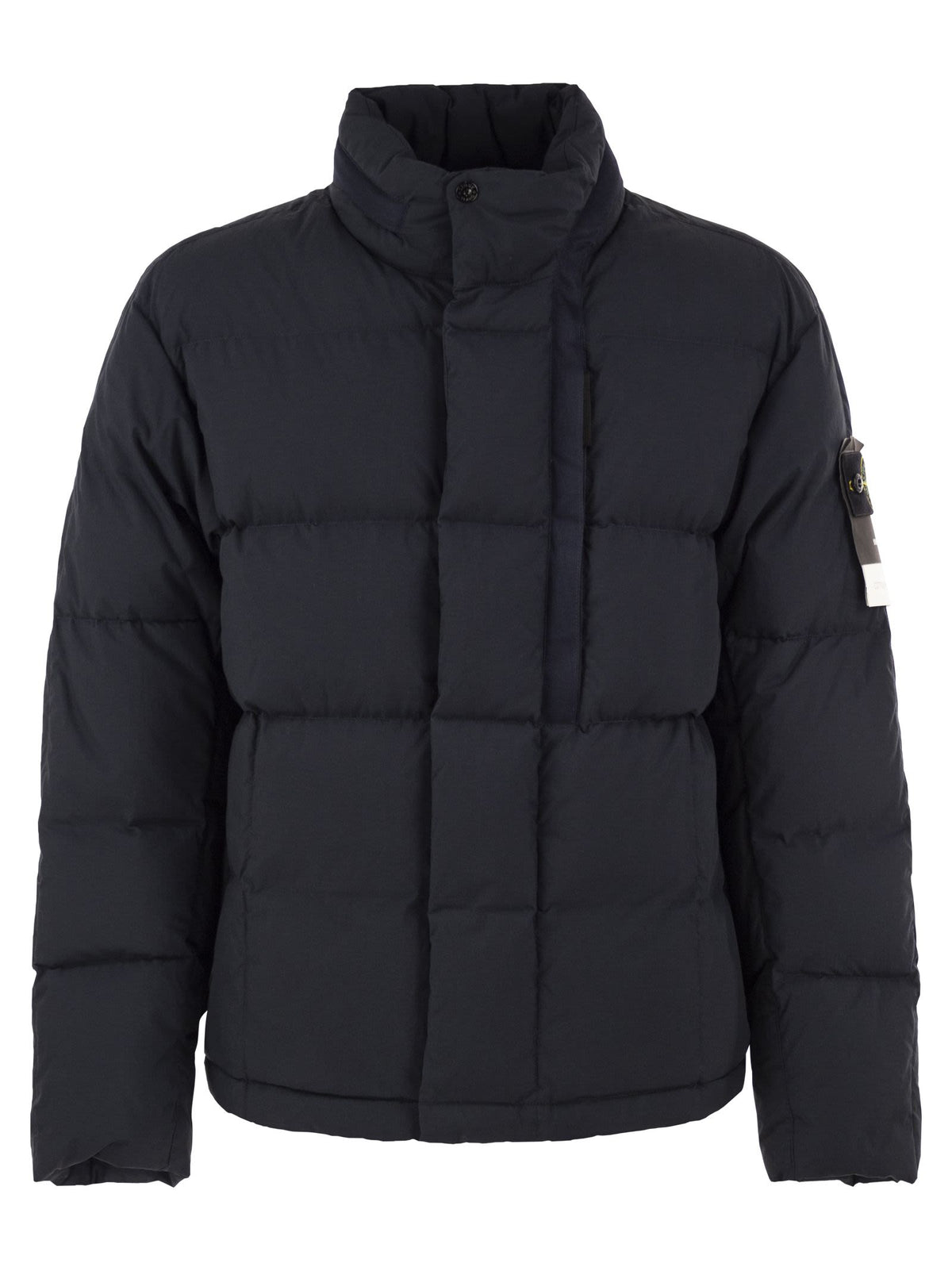 Stone Island Men Quilted Puffer Jacket With High Collar And Hood