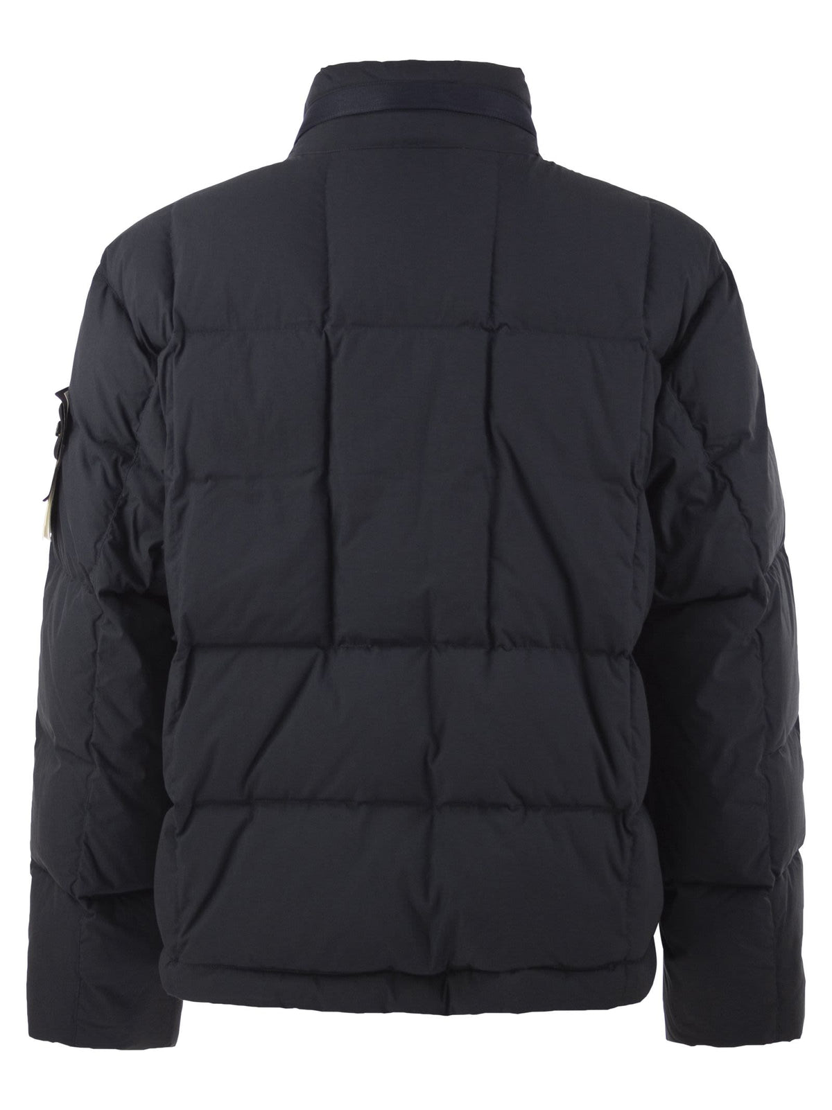 Stone Island Men Quilted Puffer Jacket With High Collar And Hood