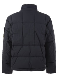 Stone Island Men Quilted Puffer Jacket With High Collar And Hood