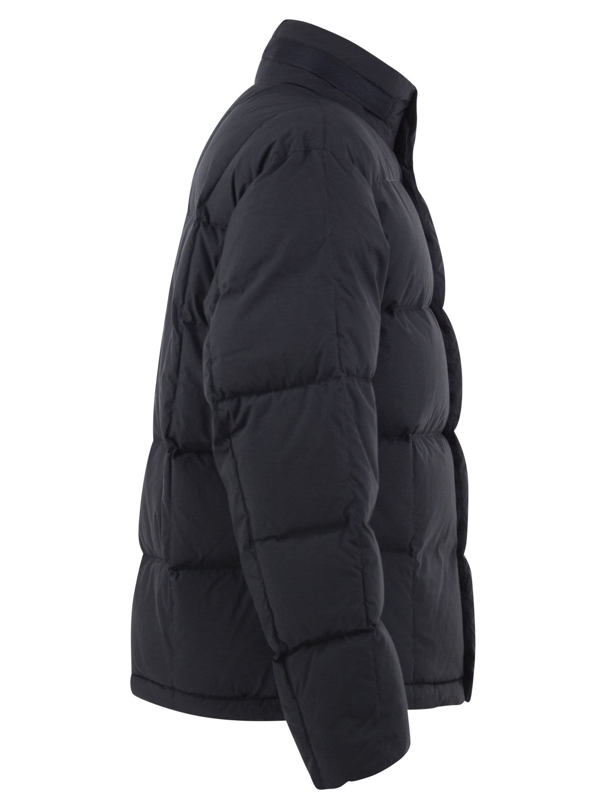 Stone Island Men Quilted Puffer Jacket With High Collar And Hood