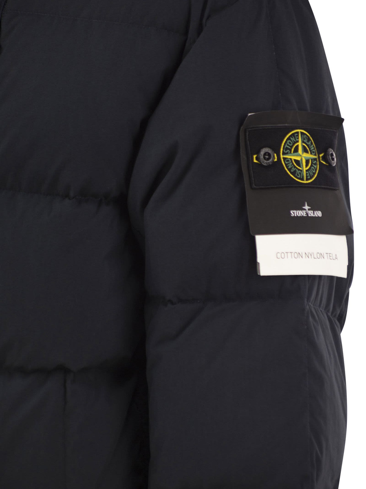 Stone Island Men Quilted Puffer Jacket With High Collar And Hood