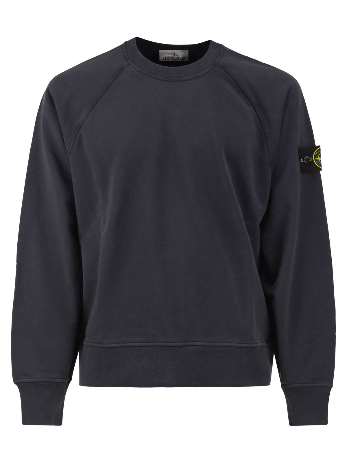 Stone Island Men Cotton Crew Neck Sweatshirt With Compass Badge