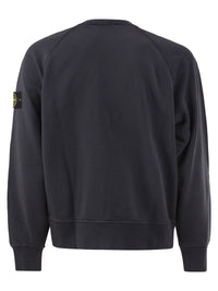 Stone Island Men Cotton Crew Neck Sweatshirt With Compass Badge