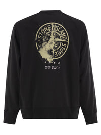 Stone Island Men Cotton Crew Neck Sweatshirt With Oversized Compass Back Print