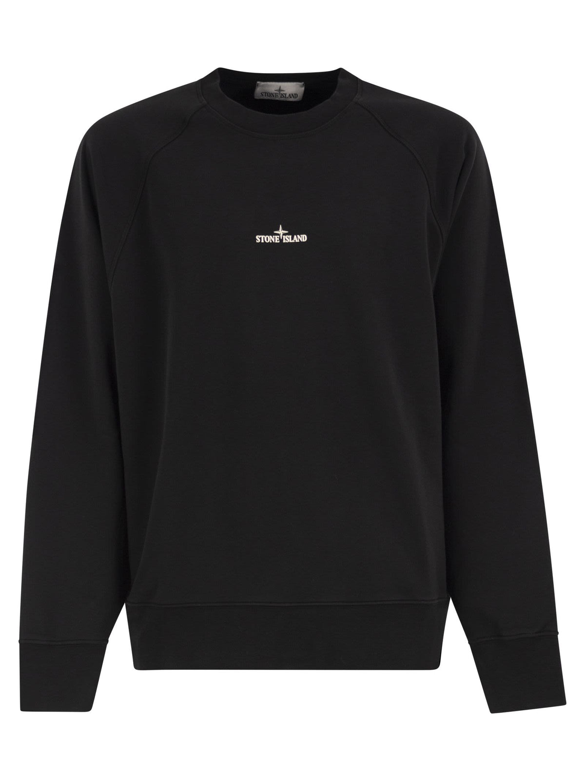 Stone Island Men Cotton Crew Neck Sweatshirt With Oversized Compass Back Print