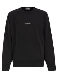 Stone Island Men Cotton Crew Neck Sweatshirt With Oversized Compass Back Print