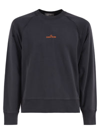 Stone Island Men Cotton Crew Neck Sweatshirt With Oversized Compass Back Print