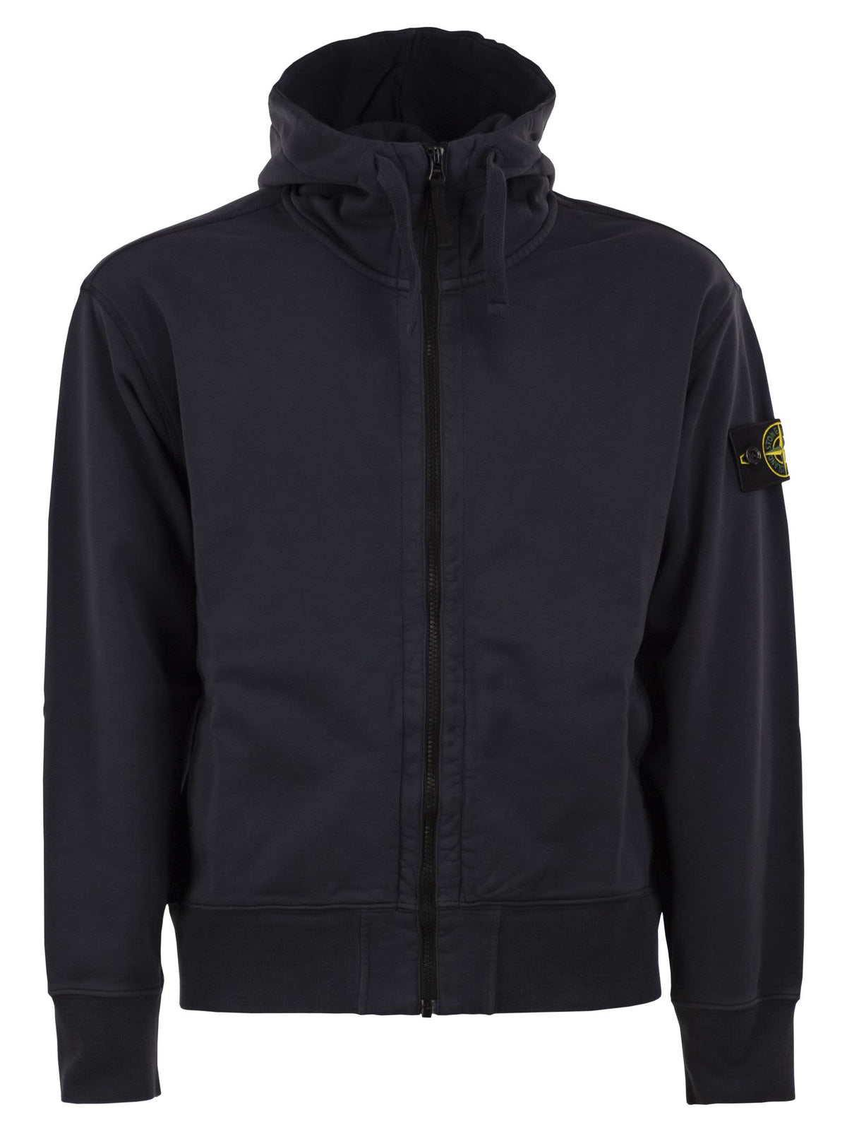 Stone Island Men Cotton Hooded Zip-Up Sweatshirt