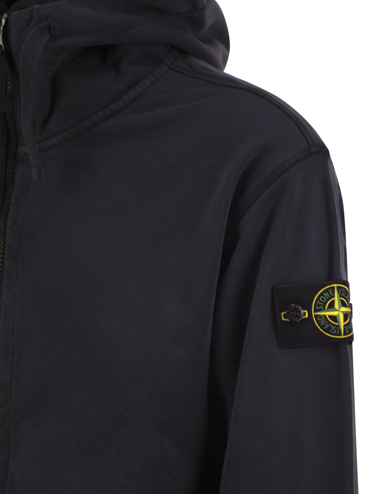 Stone Island Men Cotton Hooded Zip-Up Sweatshirt