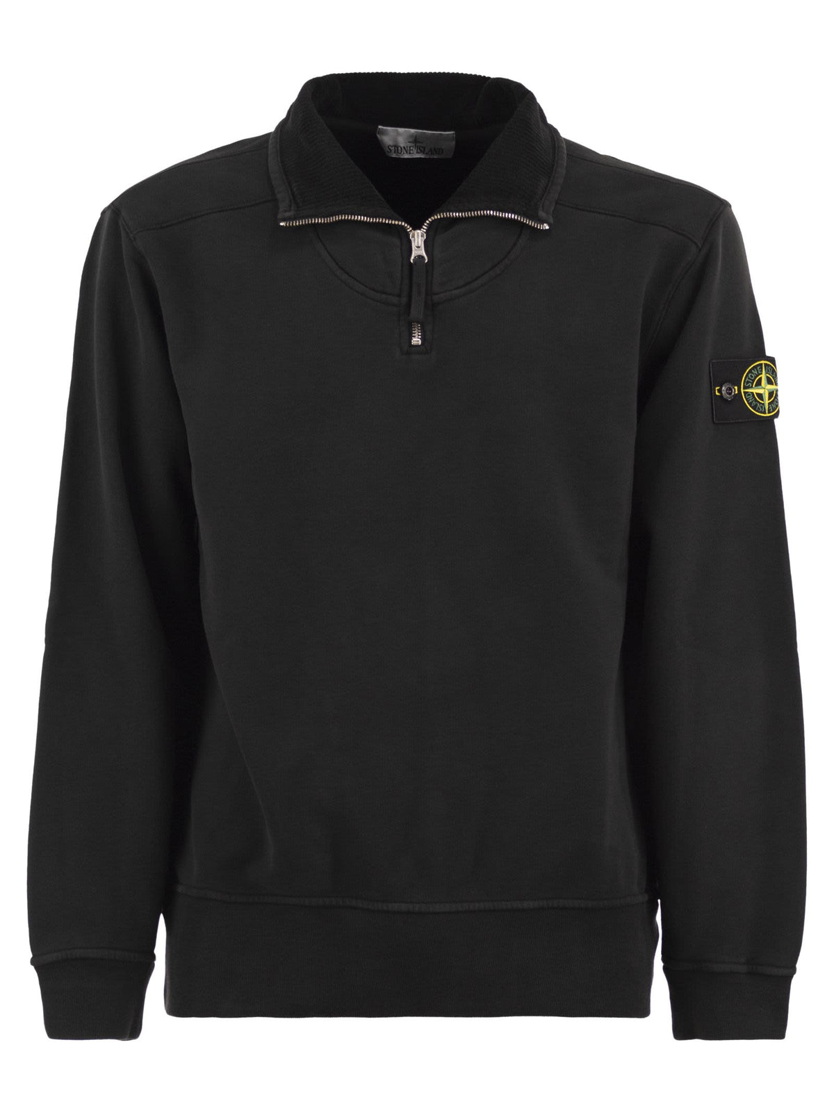 Stone Island Men Cotton Sweatshirt With High Neck And Half Zip