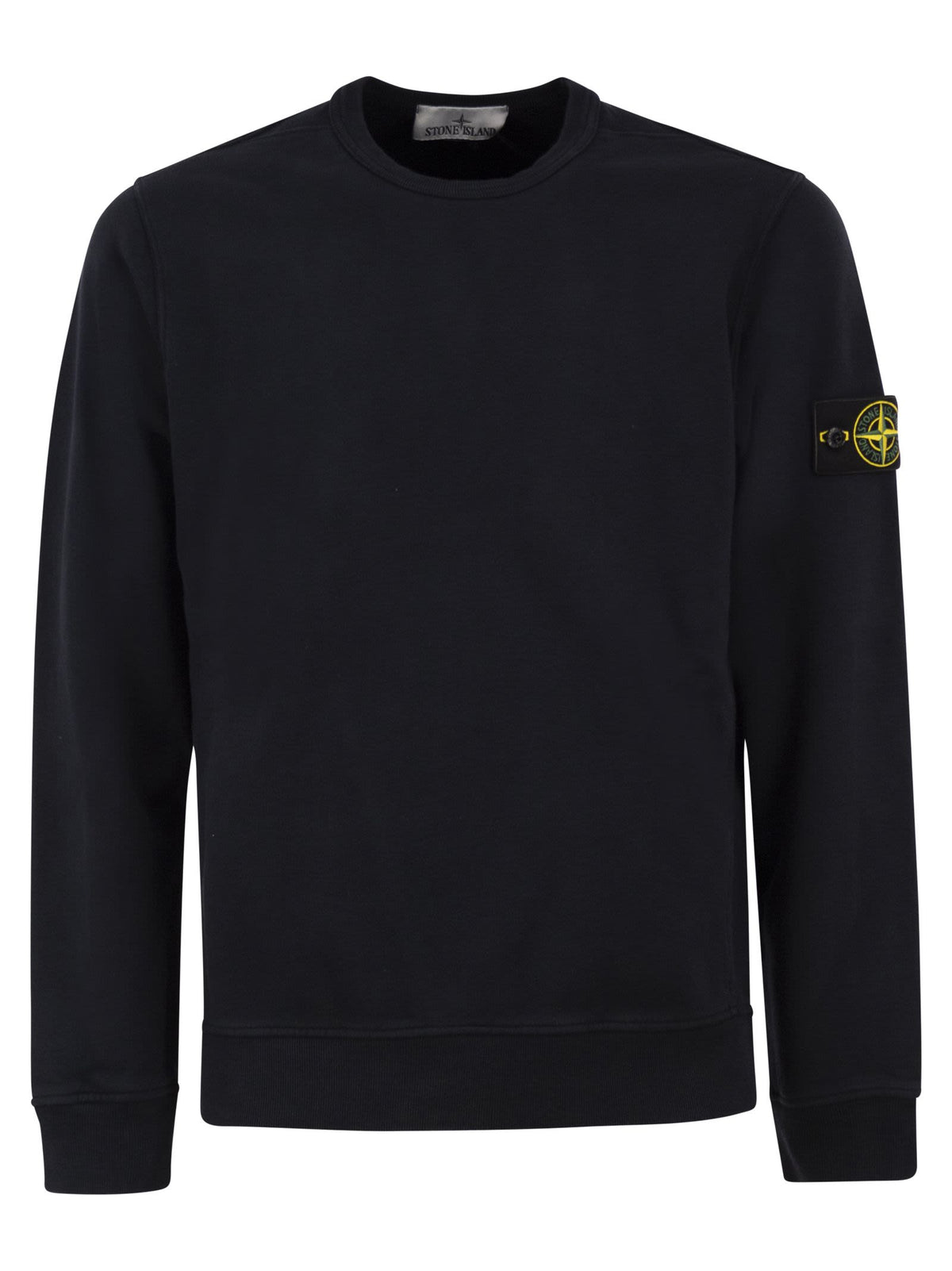 Stone Island Men Cotton Crew Neck Sweatshirt With Compass Badge