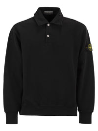 Stone Island Men Cotton Sweatshirt With Polo Collar