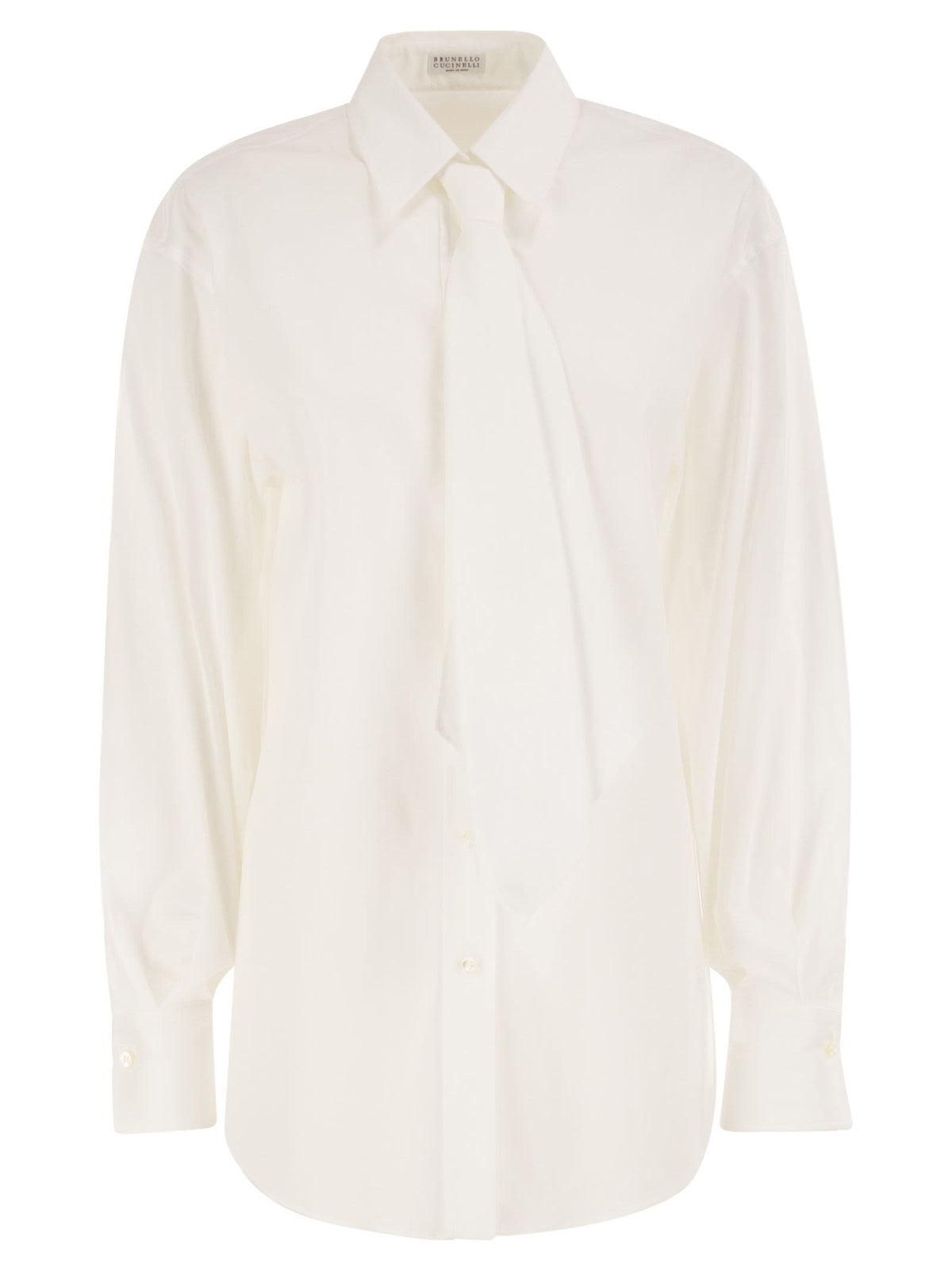 Brunello Cucinelli Women Stretch Cotton Shirt With Tie