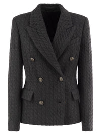Brunello Cucinelli Women Double-Breasted Cashmere Cable-Knit Blazer