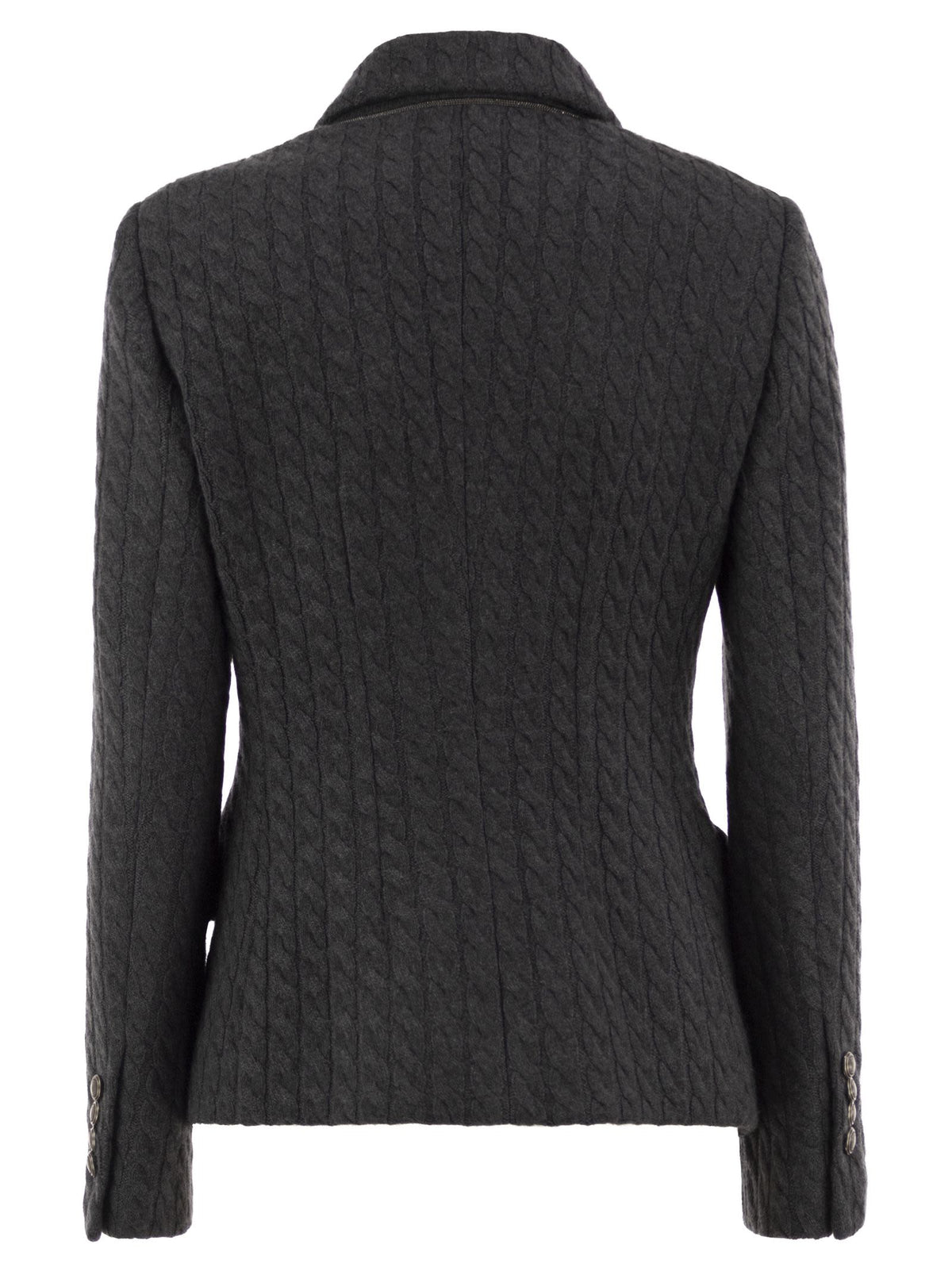 Brunello Cucinelli Women Double-Breasted Cashmere Cable-Knit Blazer