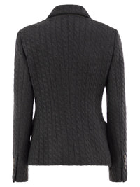 Brunello Cucinelli Women Double-Breasted Cashmere Cable-Knit Blazer