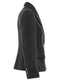 Brunello Cucinelli Women Double-Breasted Cashmere Cable-Knit Blazer