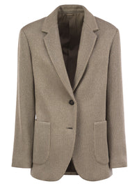 Brunello Cucinelli Women Sparkling English Rib Cotton And Viscose Knitted Jacket With Monili