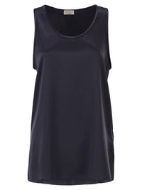 Brunello Cucinelli Women Stretch Silk Satin Crew Neck Top