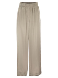 Brunello Cucinelli Women Track Trousers In Stretch Silk Satin