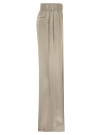 Brunello Cucinelli Women Track Trousers In Stretch Silk Satin