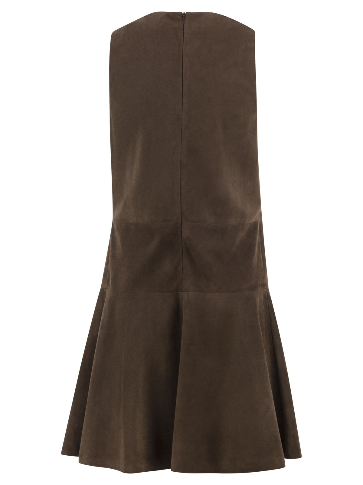 Brunello Cucinelli Women Short Suede Dress With V-Neckline
