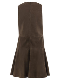 Brunello Cucinelli Women Short Suede Dress With V-Neckline
