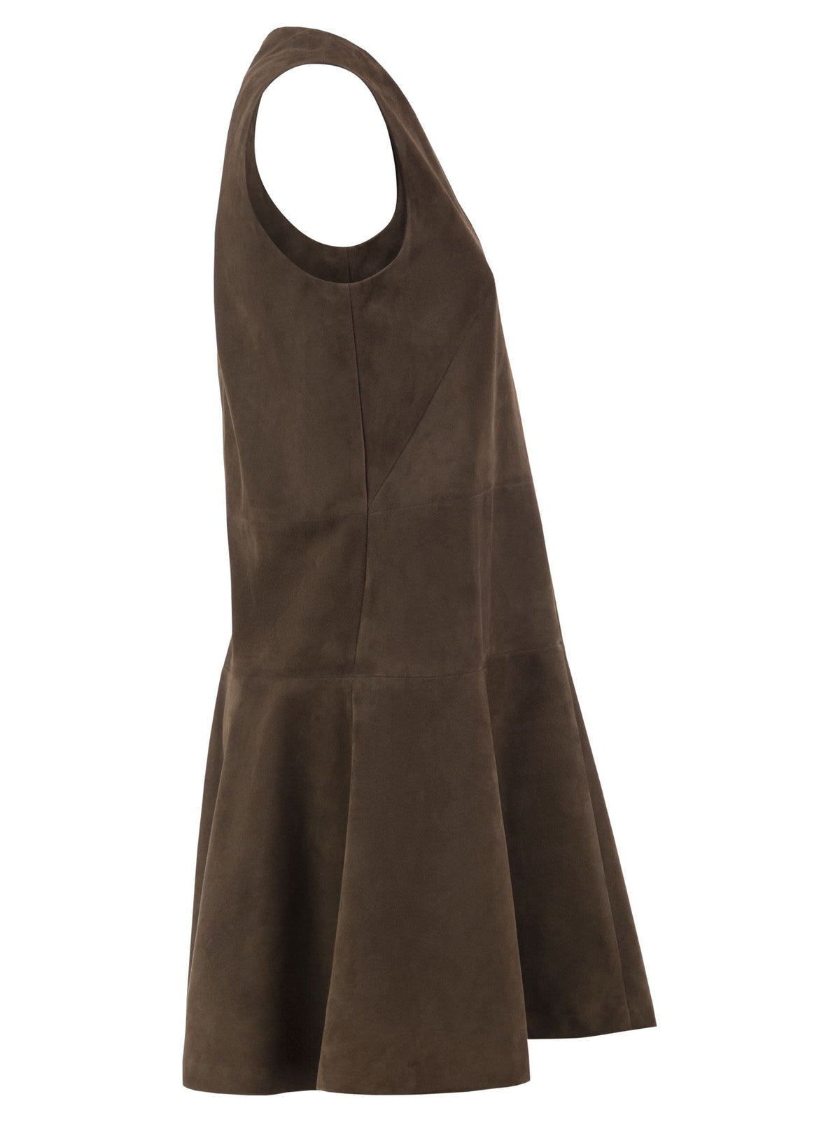 Brunello Cucinelli Women Short Suede Dress With V-Neckline