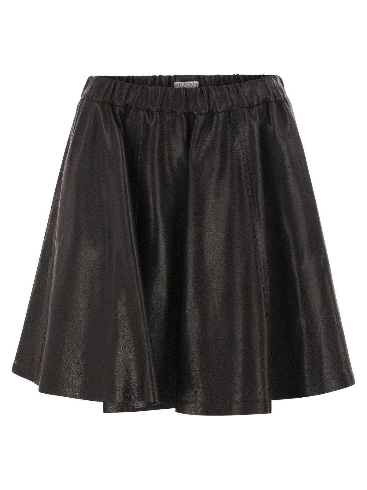 Brunello Cucinelli Women Flared Nappa Leather Skirt With Elasticated Waist