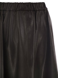 Brunello Cucinelli Women Flared Nappa Leather Skirt With Elasticated Waist