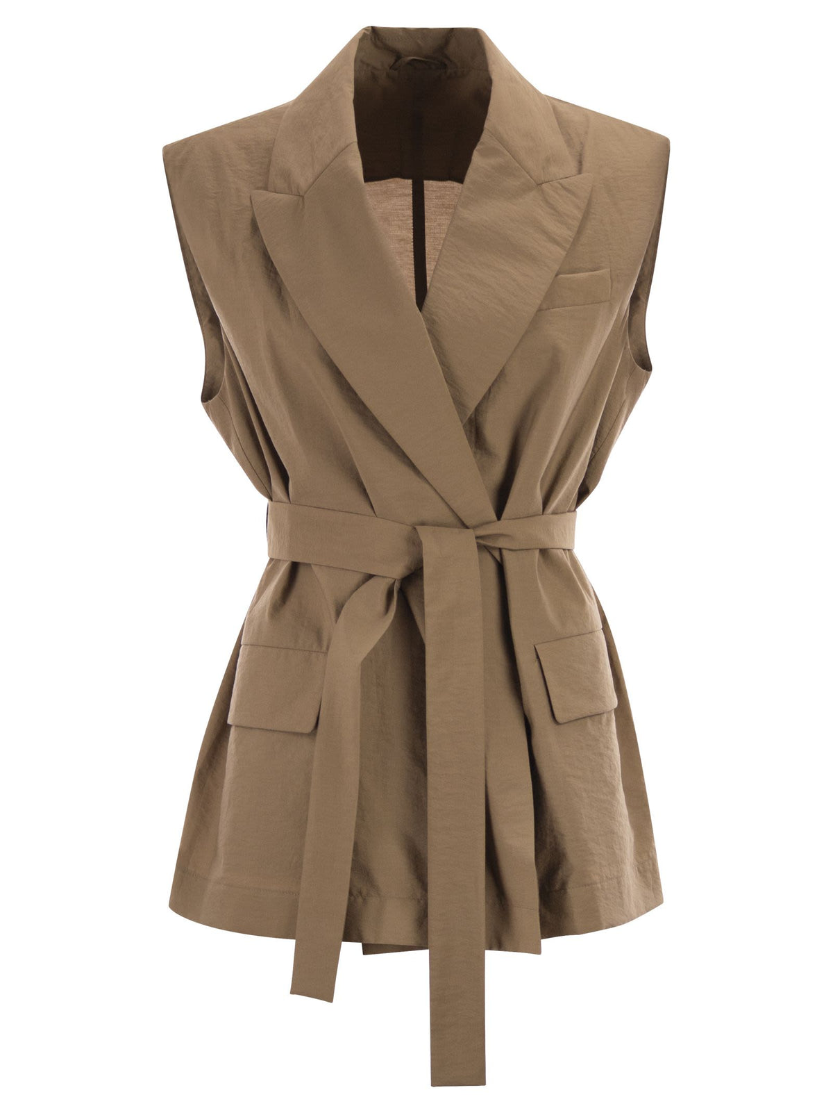 BRUNELLO CUCINELLI Brunello Cucinelli Women Techno Cotton Poplin Waistcoat With Belt And Pendant