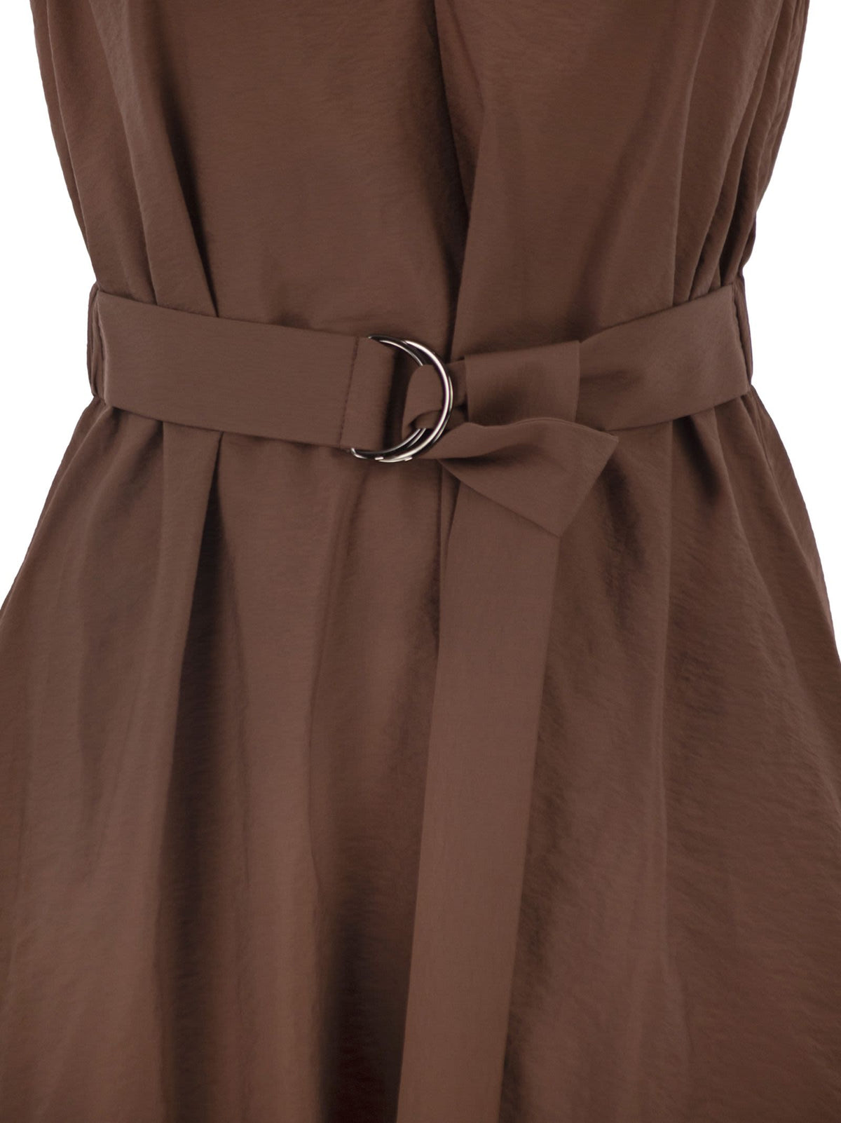 BRUNELLO CUCINELLI Brunello Cucinelli Women Techno Cotton Poplin Dress With Belt And Precious Shoulder Detail