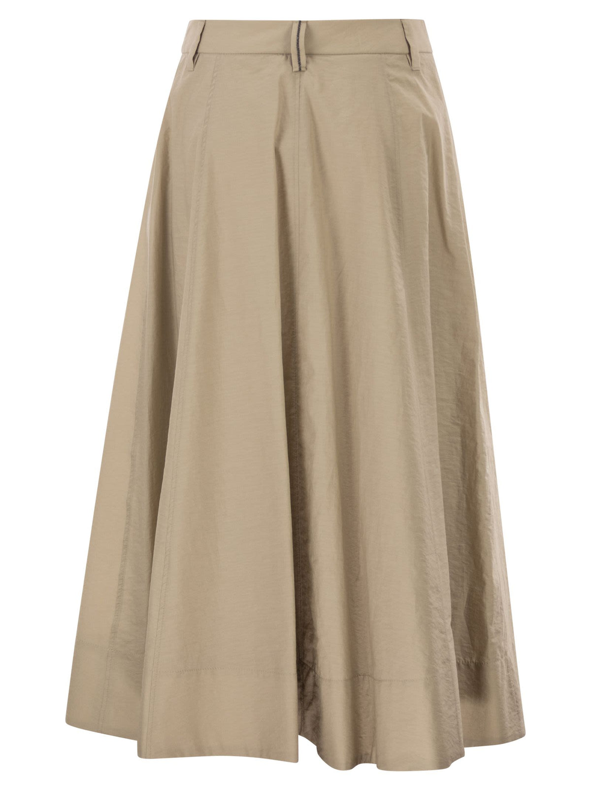 Brunello Cucinelli Women Sartorial Skirt In Techno Cotton Poplin With Jewellery