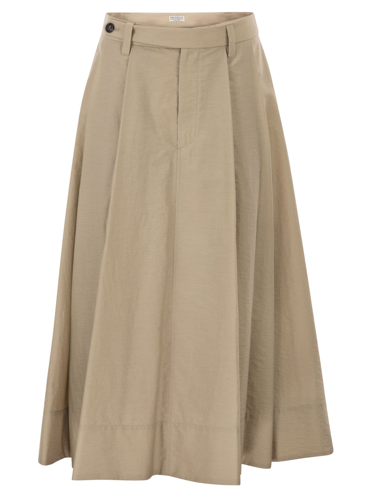 Brunello Cucinelli Women Sartorial Skirt In Techno Cotton Poplin With Jewellery