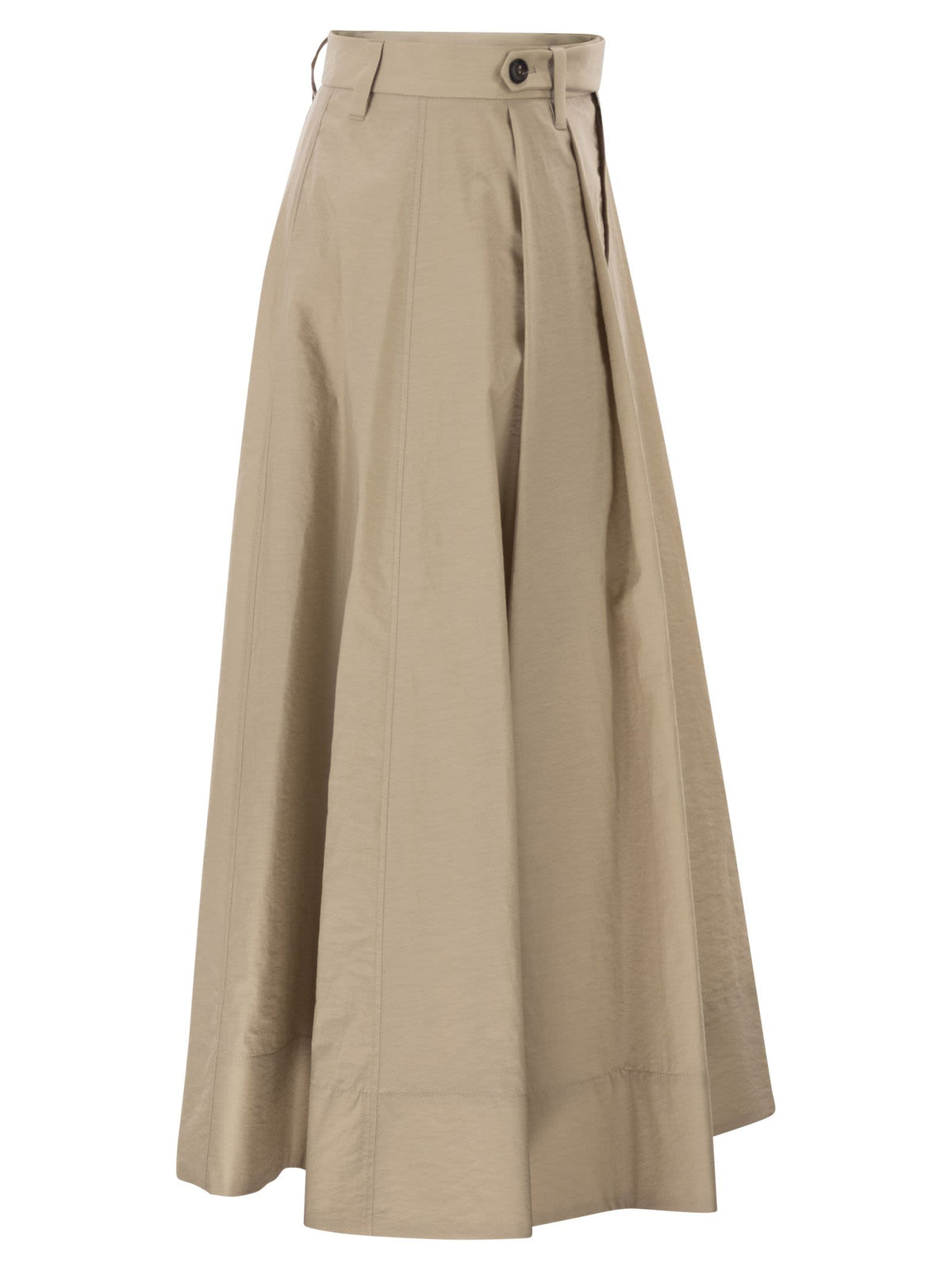 Brunello Cucinelli Women Sartorial Skirt In Techno Cotton Poplin With Jewellery