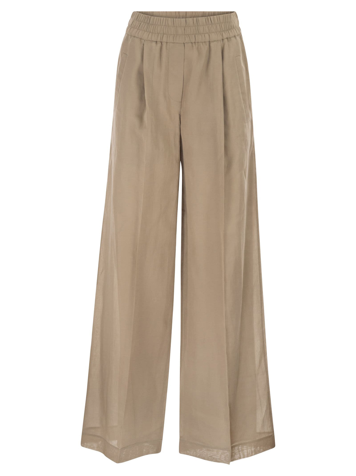 Brunello Cucinelli Women Loose Track Trousers In Cotton Organza