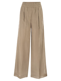 Brunello Cucinelli Women Loose Track Trousers In Cotton Organza