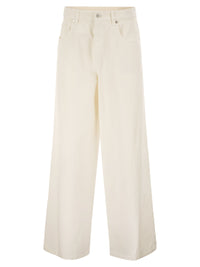 Brunello Cucinelli Women Relaxed Trousers In Dyed Denim With Jewellery