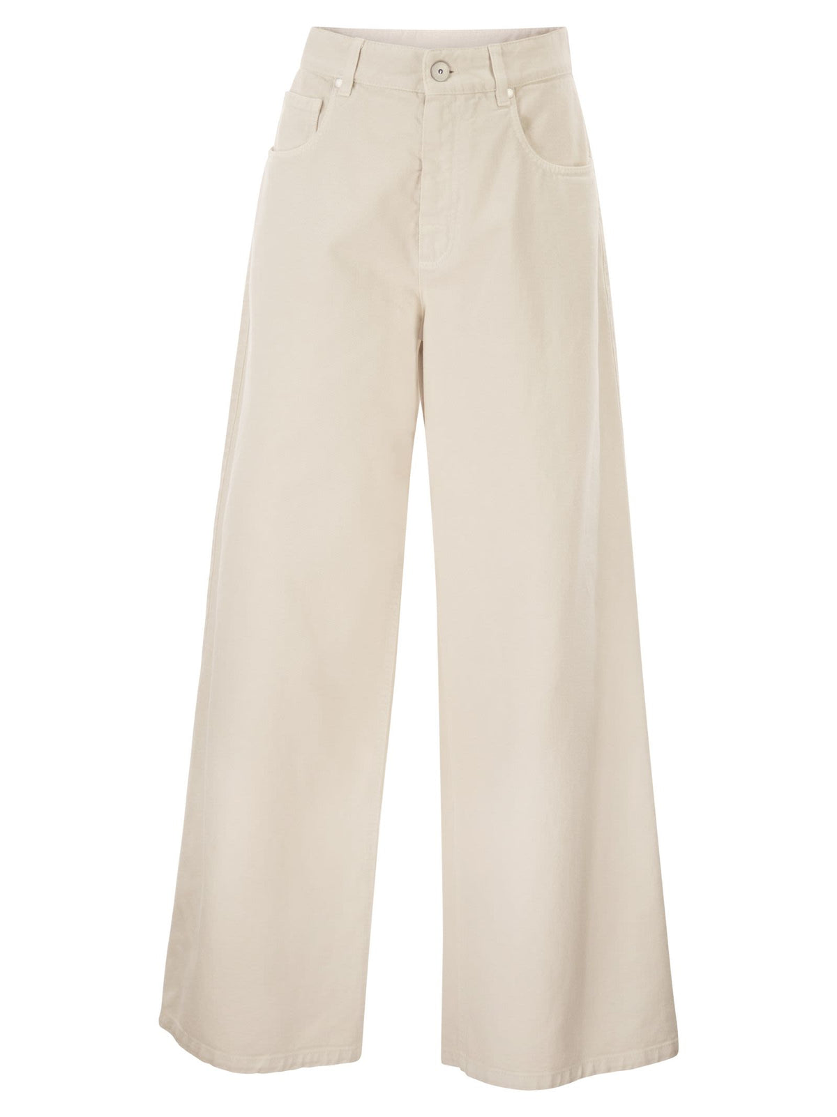 Brunello Cucinelli Women Relaxed Trousers In Dyed Denim With Jewellery+