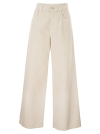 Brunello Cucinelli Women Relaxed Trousers In Dyed Denim With Jewellery+