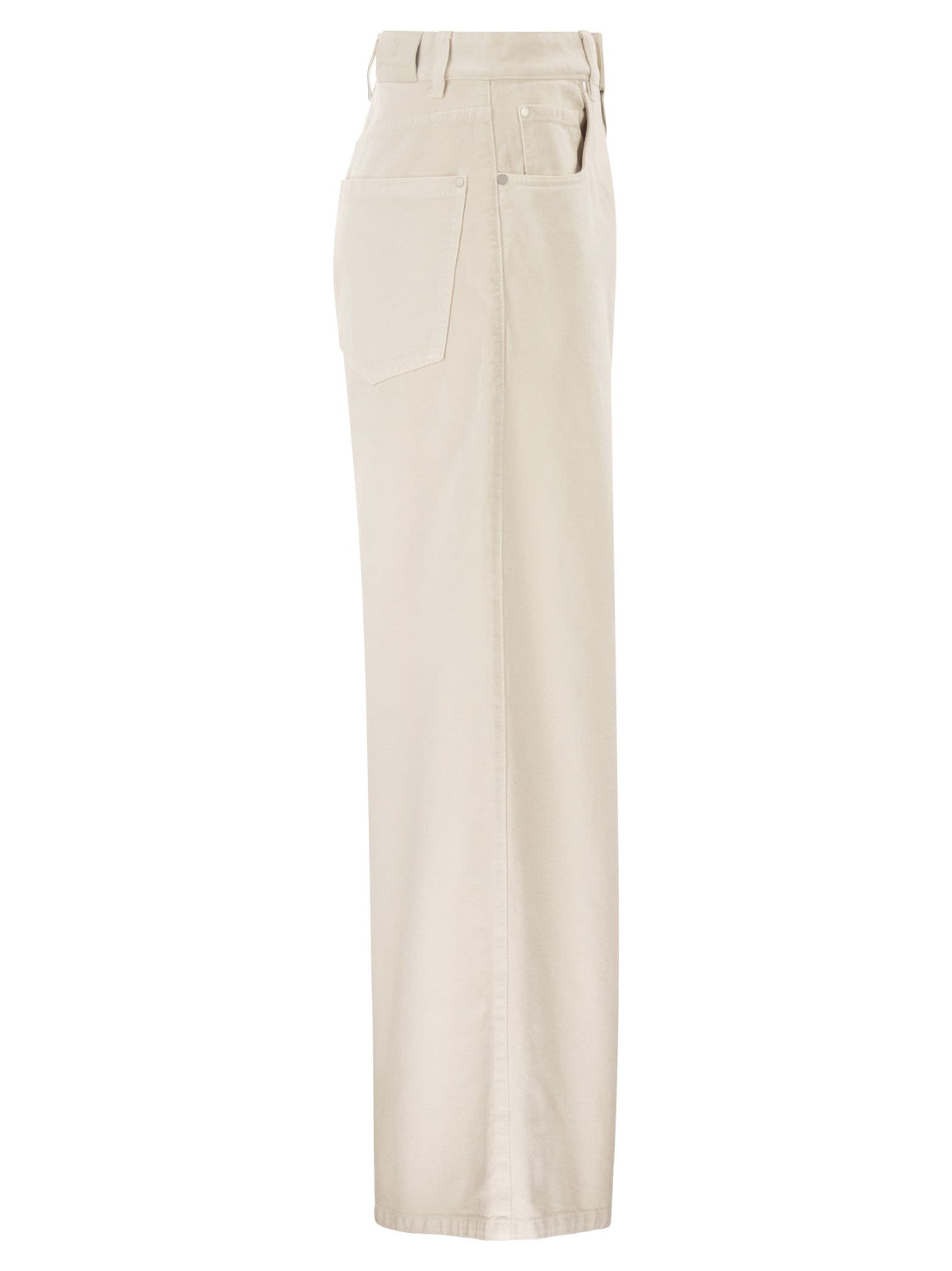 Brunello Cucinelli Women Relaxed Trousers In Dyed Denim With Jewellery+