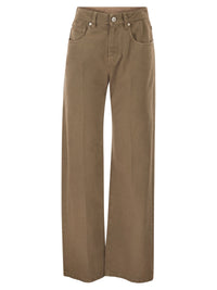 Brunello Cucinelli Women Contemporary Loose Trousers In Dyed Denim